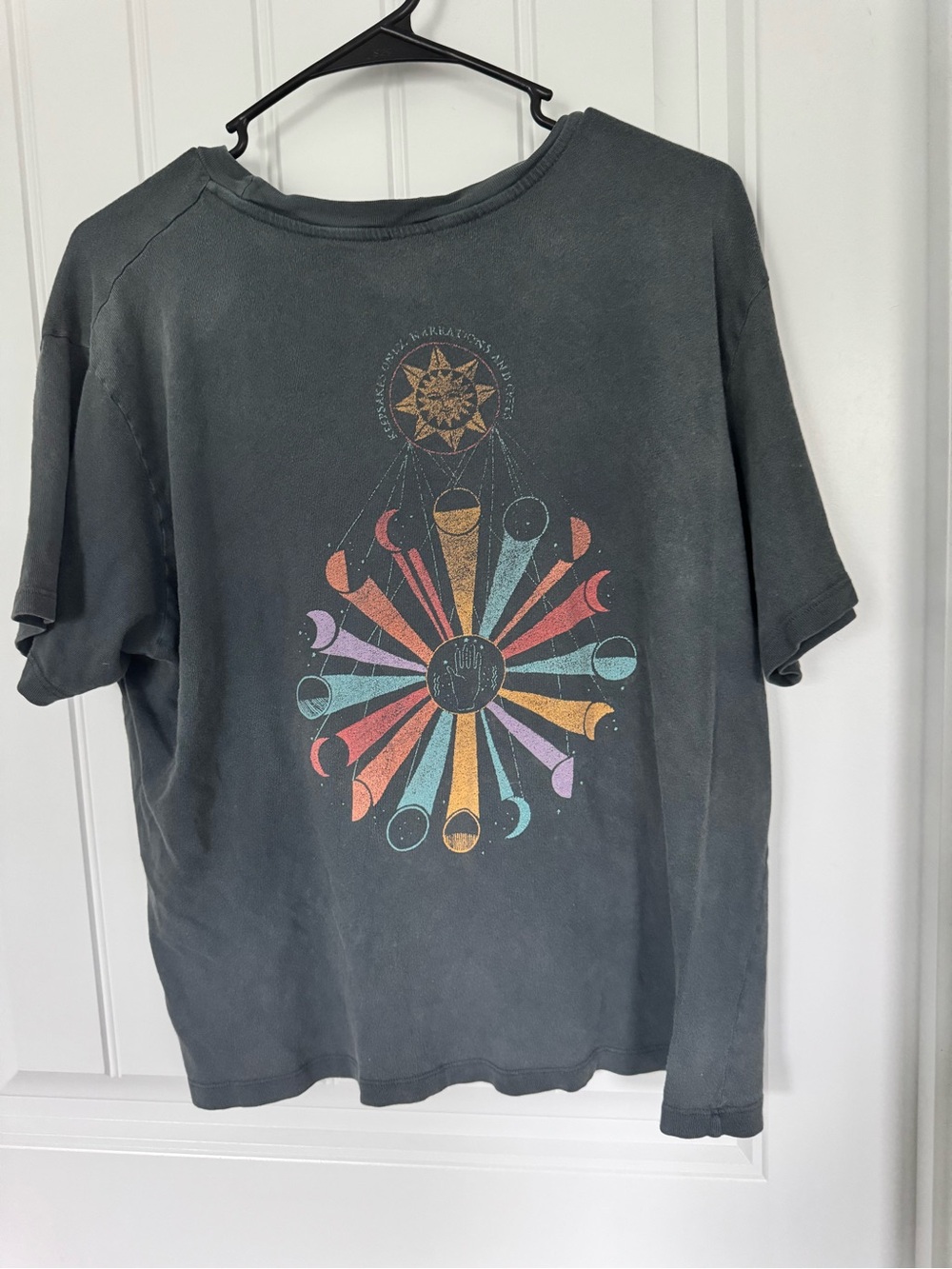 Urban Outfitters Charcoal Graphic Short Sleeve Tee with Multicolor Sunburst